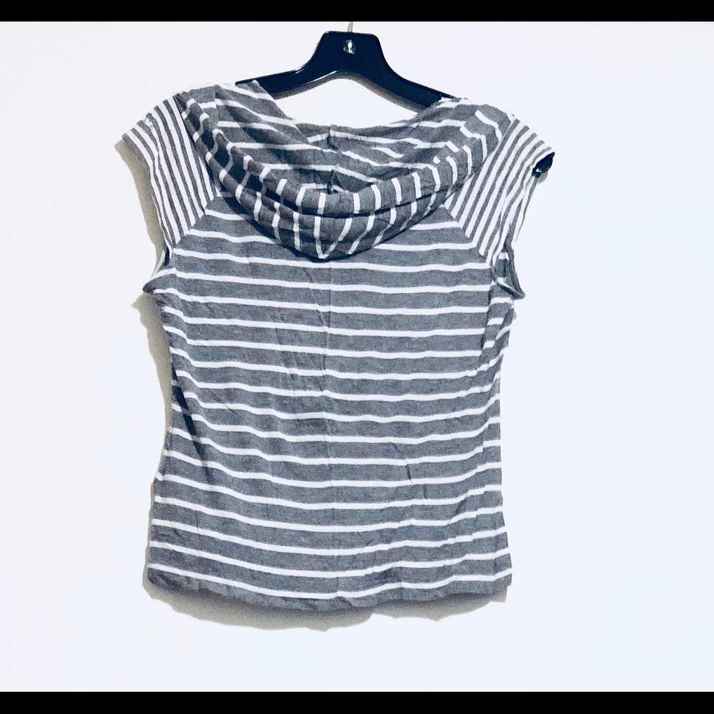 NY&C Grey And White Stripe Hoodie Tee